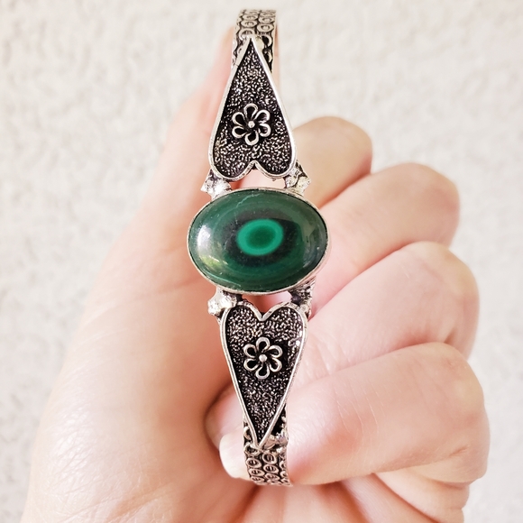 New Malachite 925 Silver Open Cuff Bracelet. - Picture 4 of 15